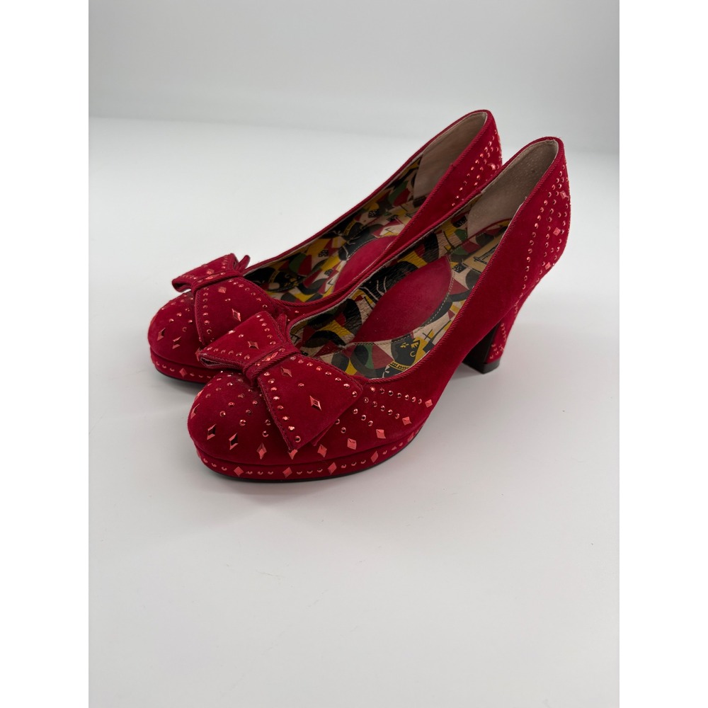 Miss L Fire Poiret Red Glitter 1940s Rockabilly Heels US 9 EU 40 - Picture 2 of 9